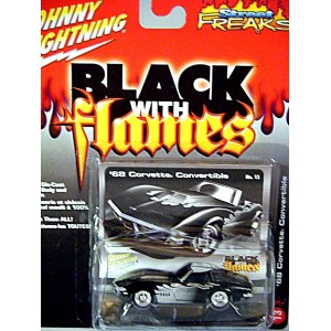 Johnny Lightning Black with Flames 1968 Chevrolet C3 Corvette Convertible