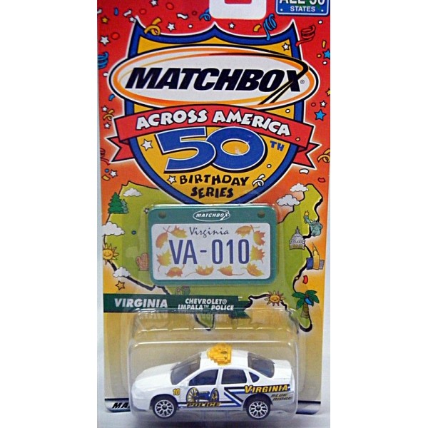 MATCHBOX 2002 ACROSS AMERICA 50TH B-DAY VIRGINIA CHEVY IMPALA 