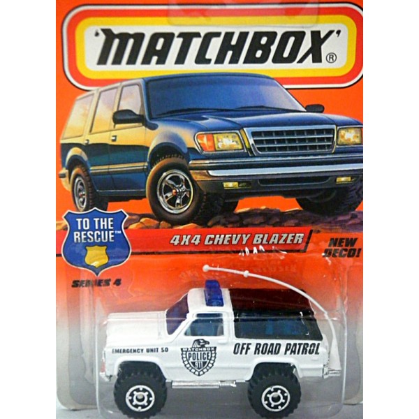 Chevy Blazer 4x4 shérif 1989 Matchbox 1/20 1:64 Neuf dans sa boîte Neuf 2018 