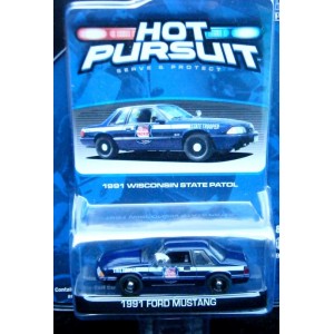 Greenlight Hot Pursuit R3 1991 Ford Mustang Wisconsin State Patrol Car