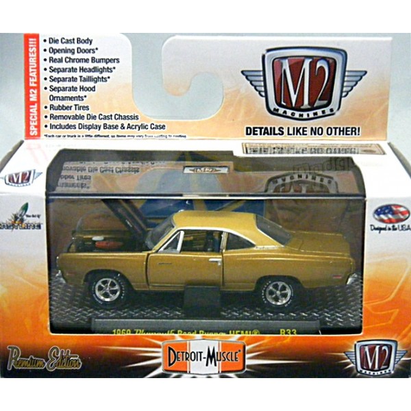 1 of 6000 M2 Machines by M2 Collectible Detroit-Muscle M2 10 Years Anniversary 1969 Plymouth Road Runner 440 6-Pack R38 17-24 Baby Yellow Details Like NO Other