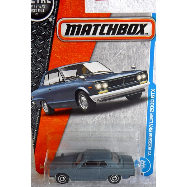 2017 Matchbox #11 '71 Nissan Skyline 2000 GTX MATTE BLUE MOC WITH HARNESS 