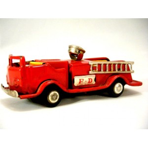 Postwar Japanese Tin Toy Fire Truck 