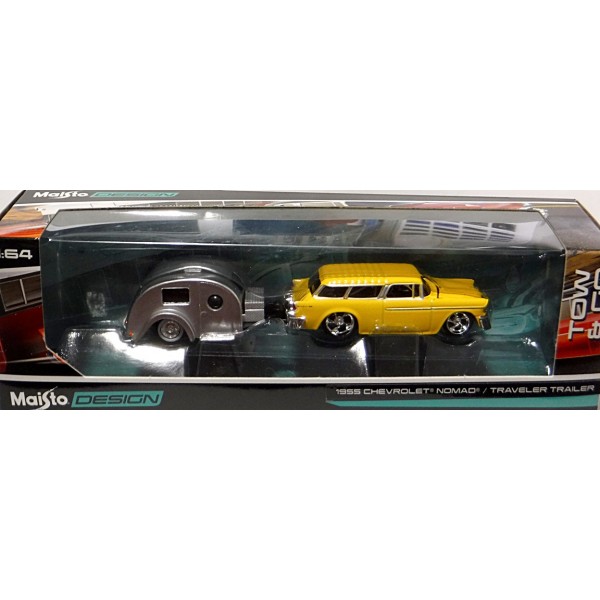 Maisto Tow And Go 1955 Chevrolet Nomad And Traveler Trailer Set Global Diecast Direct 1841