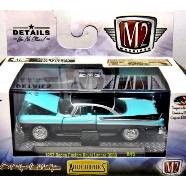 M2 Machines by M2 Collectible Auto-Dreams 75th Anniversary 1957 Dodge Custom Royal Lancer D500 12-13 Blue/Black Details Like NO Other! 