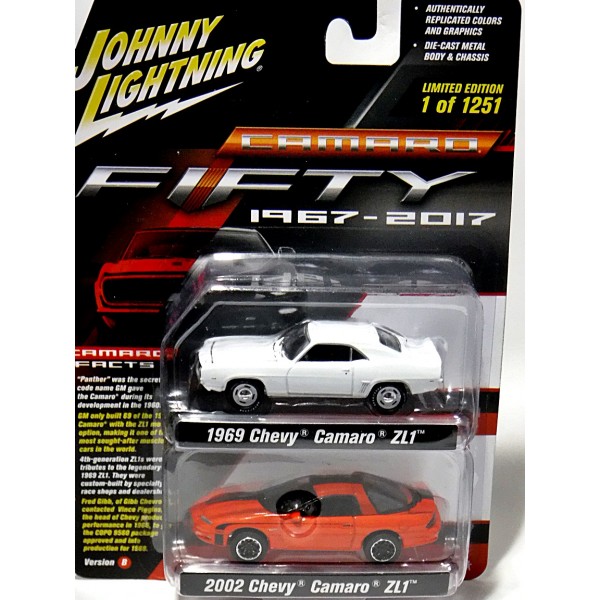 Johnny Lightning 1969 Chevrolet Camaro ZL1 & 2002 Chevy Camaro ZL1 2 Pack 17R