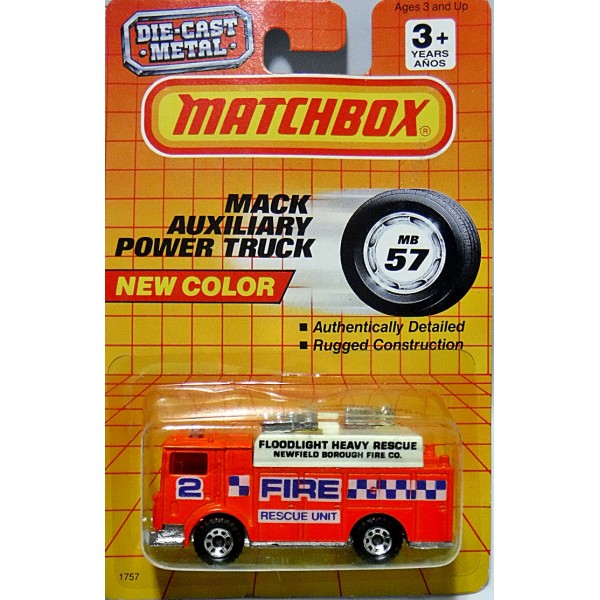 matchbox mack auxiliary power truck