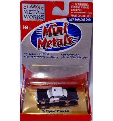 Classic Metal Works Mini Metals - HO Scale - 1961 Chevrolet Impala Police Cruiser