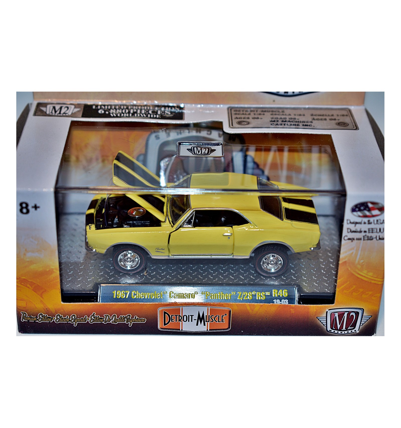 M2 Machines 1:64 Detroit Muscle Release 46 1967 Chevrolet Camaro Panther Yellow
