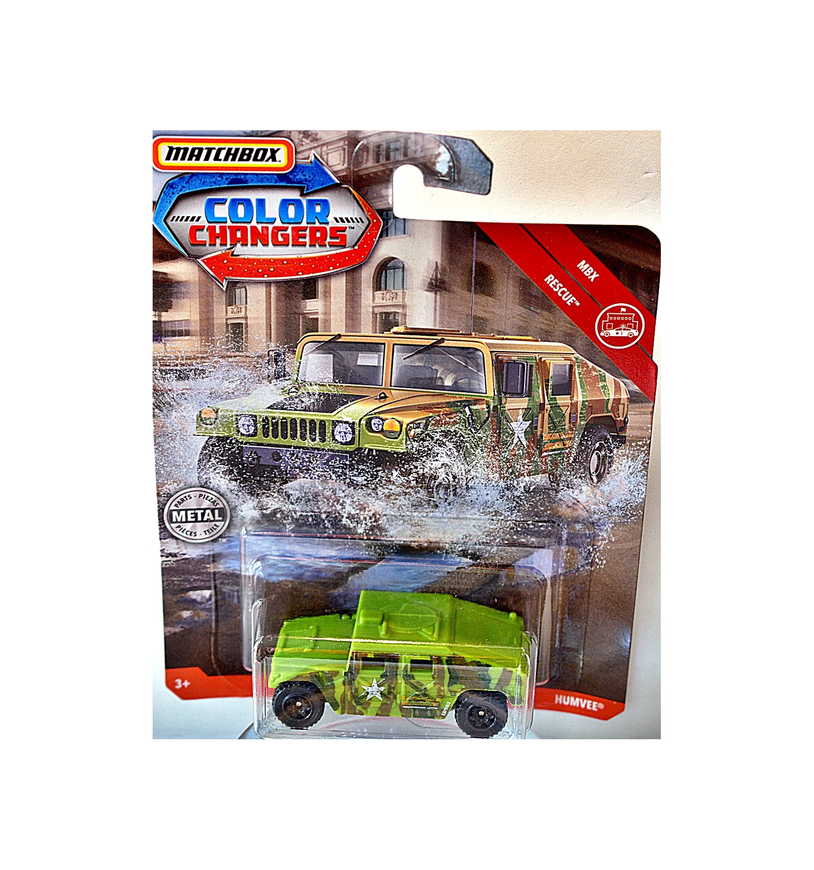 Aw12 Matchbox Color Changers MBX Rescue Hazard Military Humvee Diecast Vehicle 