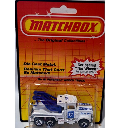 Matchbox Peterbilt HD Police Tow Truck - Wrecker