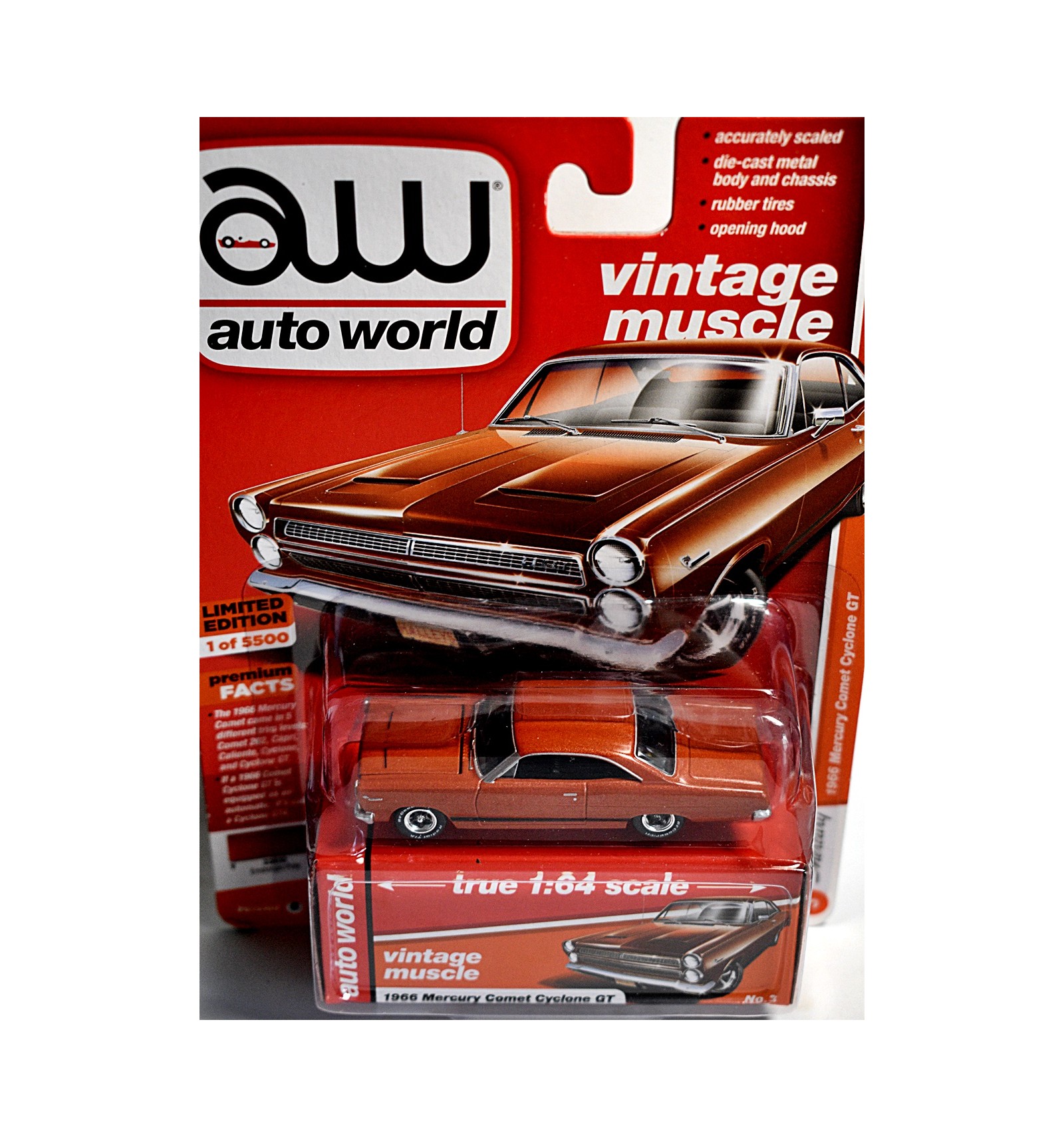Auto World Ultra Red Chase 1966 Mercury Comet Cyclone GT AW64152A 