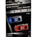NASCAR Authentics - HO Scale - Ryan Blaney PPG & Paul Menard Wood Brothers Ford Mustang set