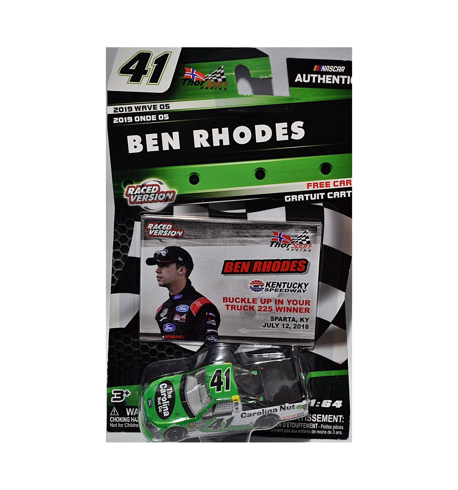 #41 NASCAR RACING POSTCARD 2018 Ben Rhodes The Carolina Nut Co 