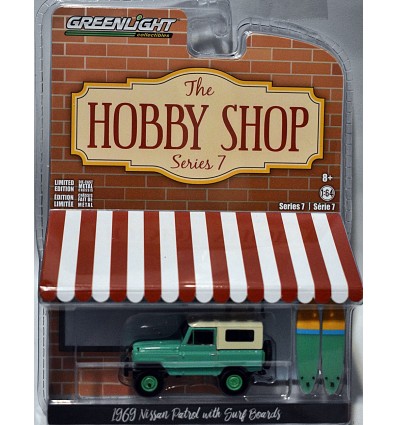 Greenlight Hobby Shop - 1969 Nissan Patrol with Surf Boards