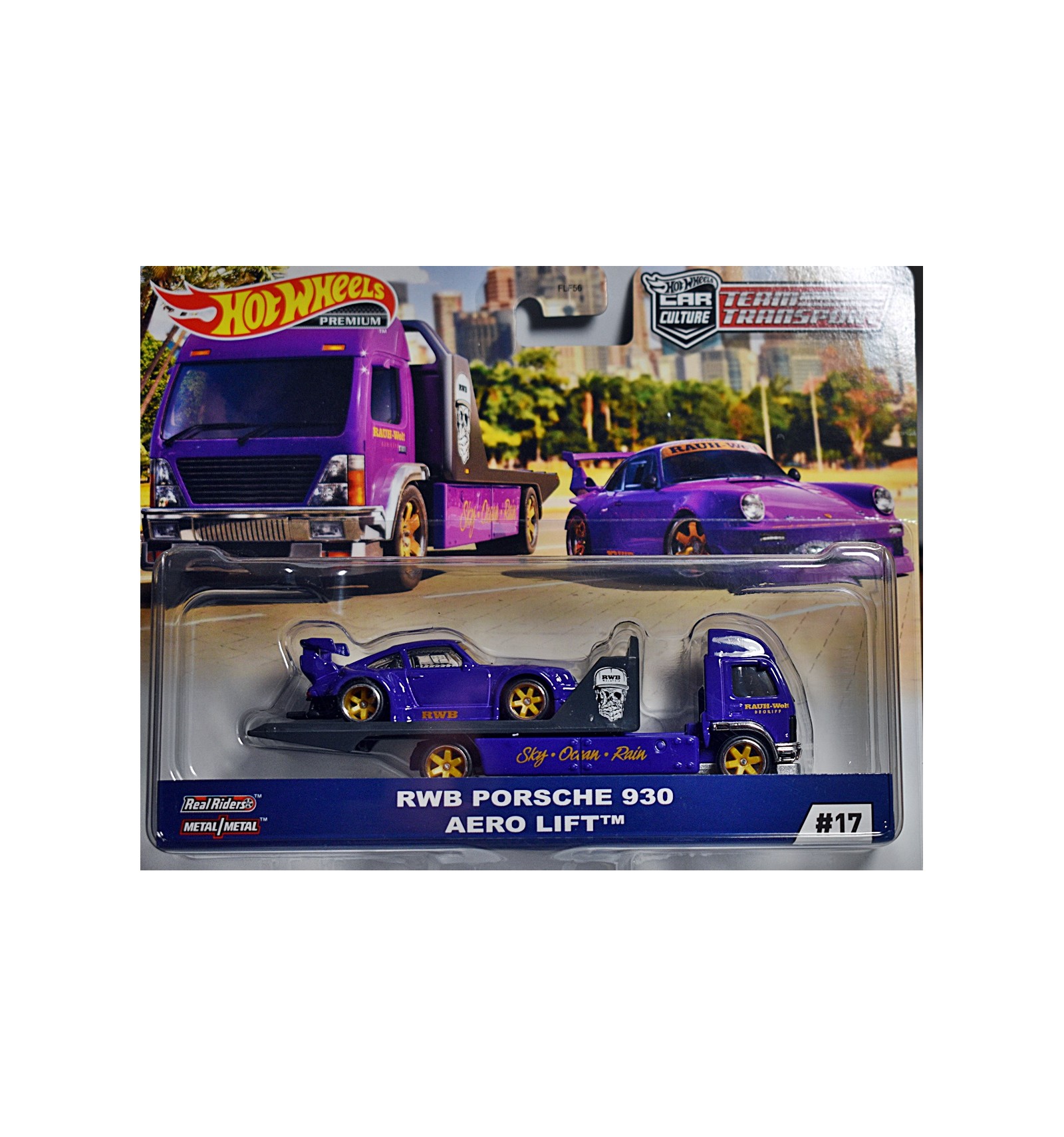 / AERO LIFT Purple Hot Wheels Car Culture Team Transport #17 RWB Porsche 930 