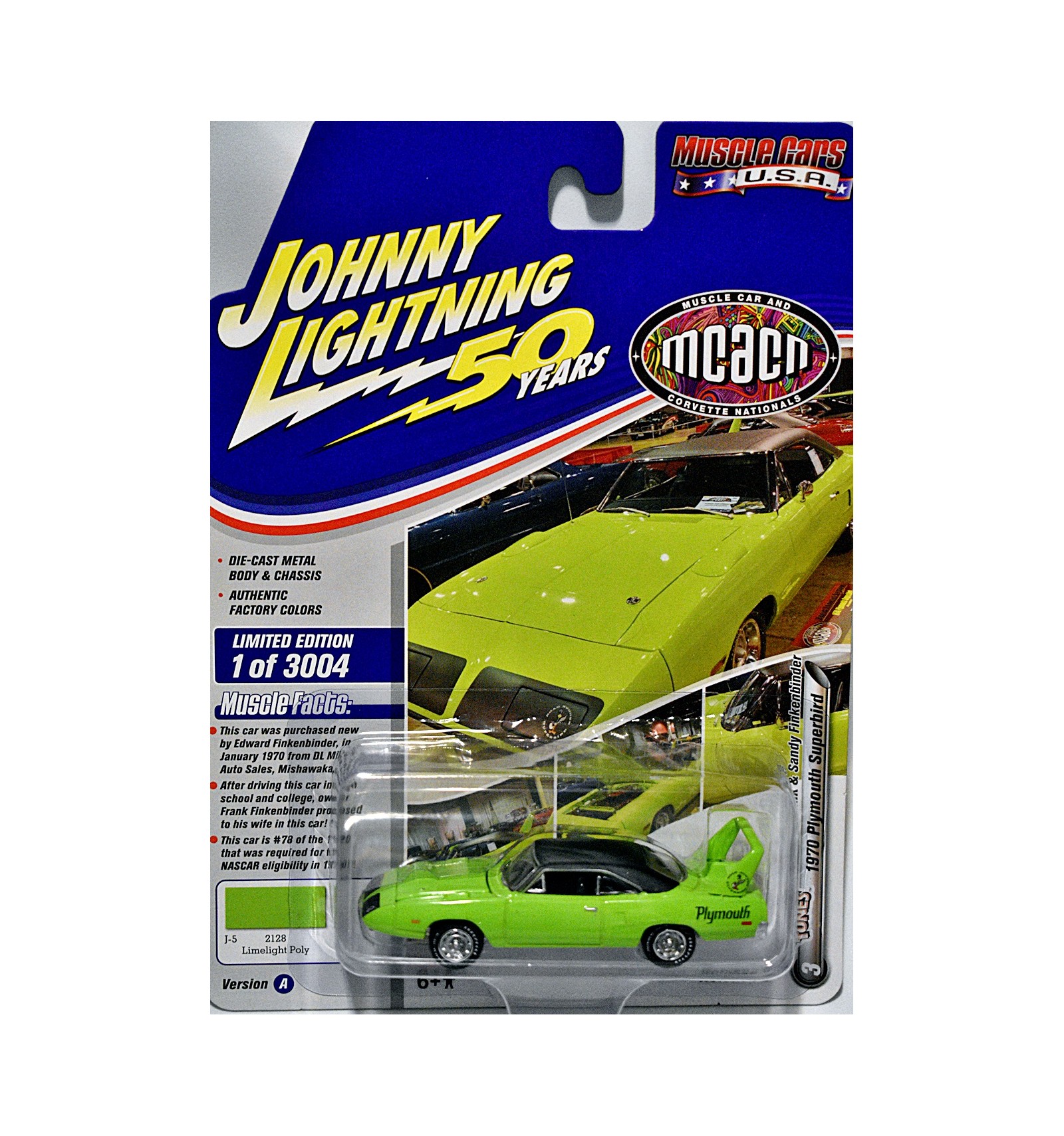 Johnny Lightning Muscle Cars USA 1970 Plymouth Superbird Limited Edition Vintage Diecast Car