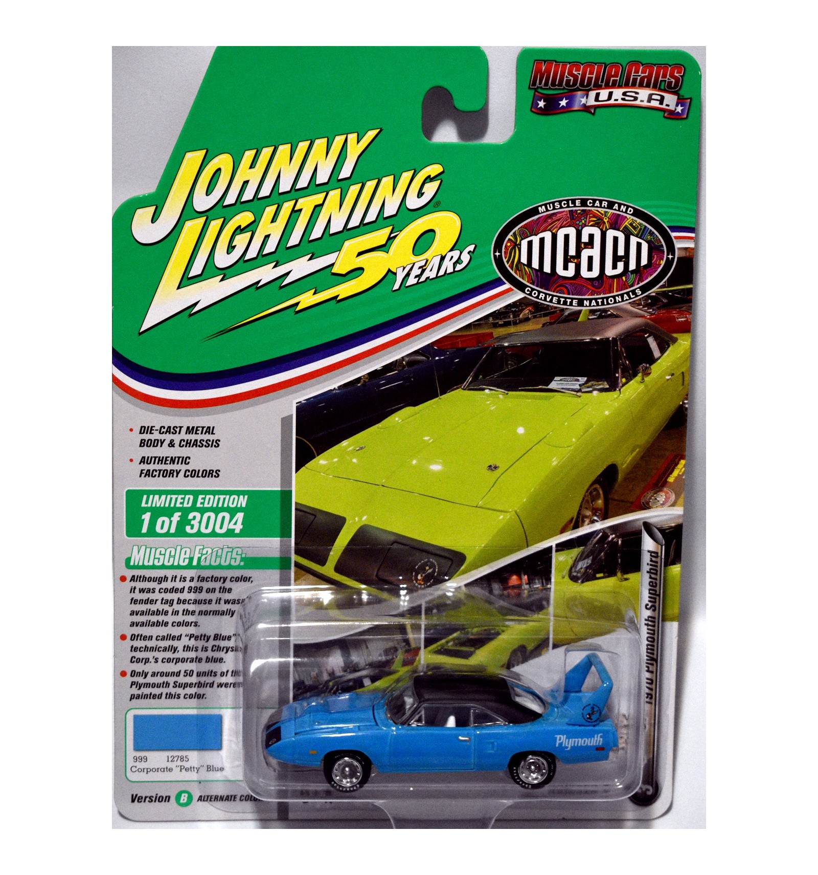 Johnny Lightning Muscle Cars USA 1970 Plymouth Superbird Limited Edition Vintage Diecast Car