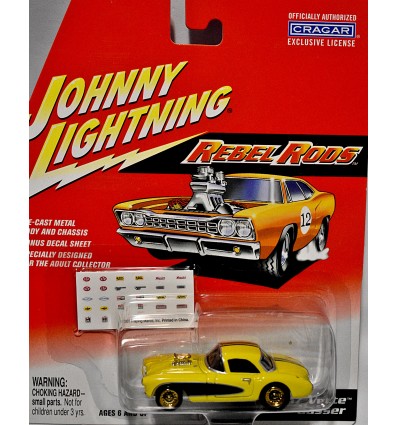 Johnny Lightning Rebel Rods - Rare White Lightning - Chevrolet Corvette Gasser