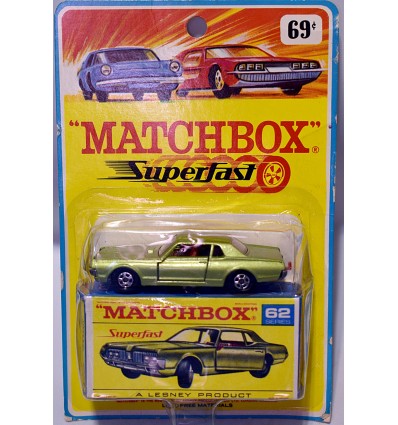Matchbox Rare Carded Transitional Superfast from 1970 - Mercury Cougar