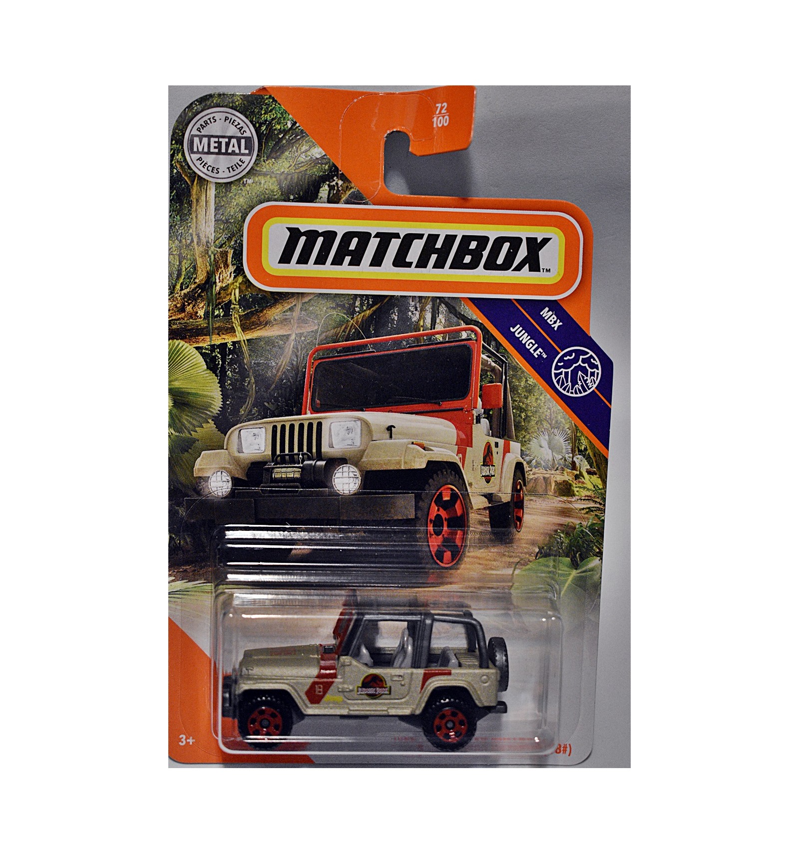 2020 Matchbox #72 MBX Jungle Jeep Wrangler Rollbar Jurassic Park 18# 