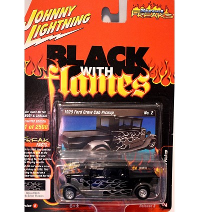 Johnny Lightning Black with Flames - 1929 Ford Crew Cab Pickup Truck
