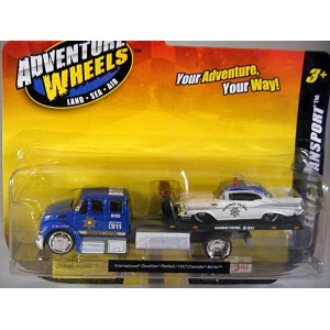 Maisto Adventure Wheels - Elite Transport Police Department Flatbed Tow Truck and 57 Chevy Highway Patrol Car