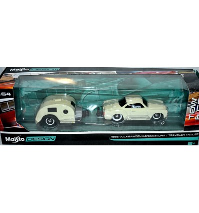 Maisto - Design - 1965 Volkswagen Karmann Ghia and Traveler Trailer Set
