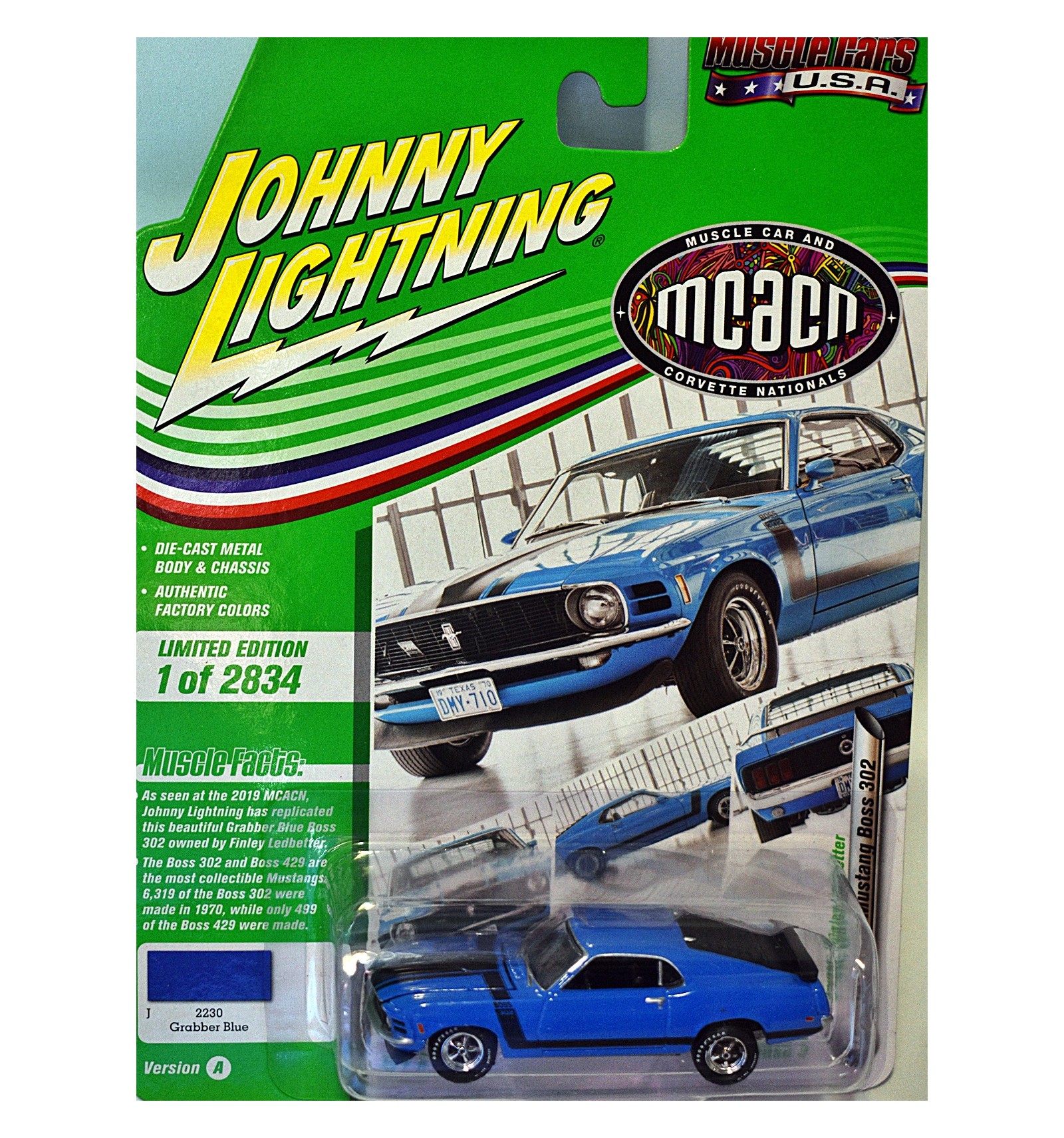 2020 JOHNNY LIGHTNING 1970 FORD MUSTANG BOSS 302 MUSCLE CARS USA VS B REL 3 1:64 