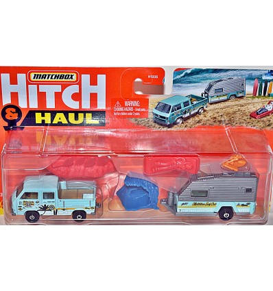 Matchbox Hitch & Haul - Volkswagen Double Cab Surfer Pickup Truck & Camper Trailer