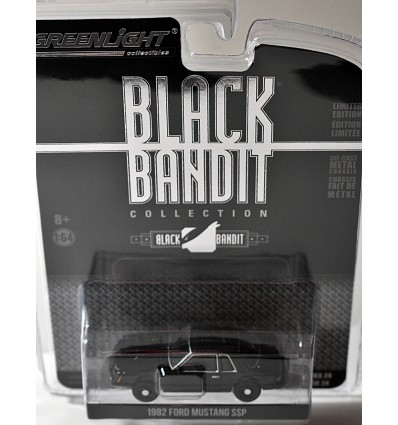 Greenlight Black Bandit - Fox Bodied 1982 Ford Mustang SSP Police Car