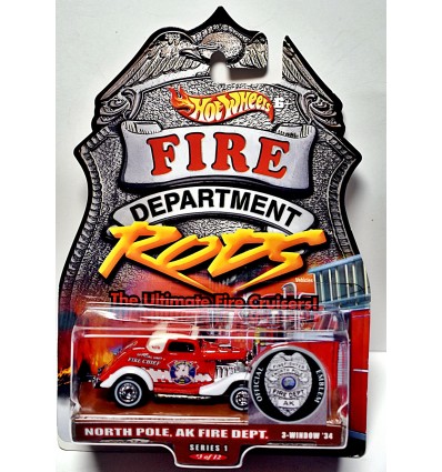 Hot Wheels Fire Rods - North Pole AK Fire Dept - 34 Ford 3 Window Coupe