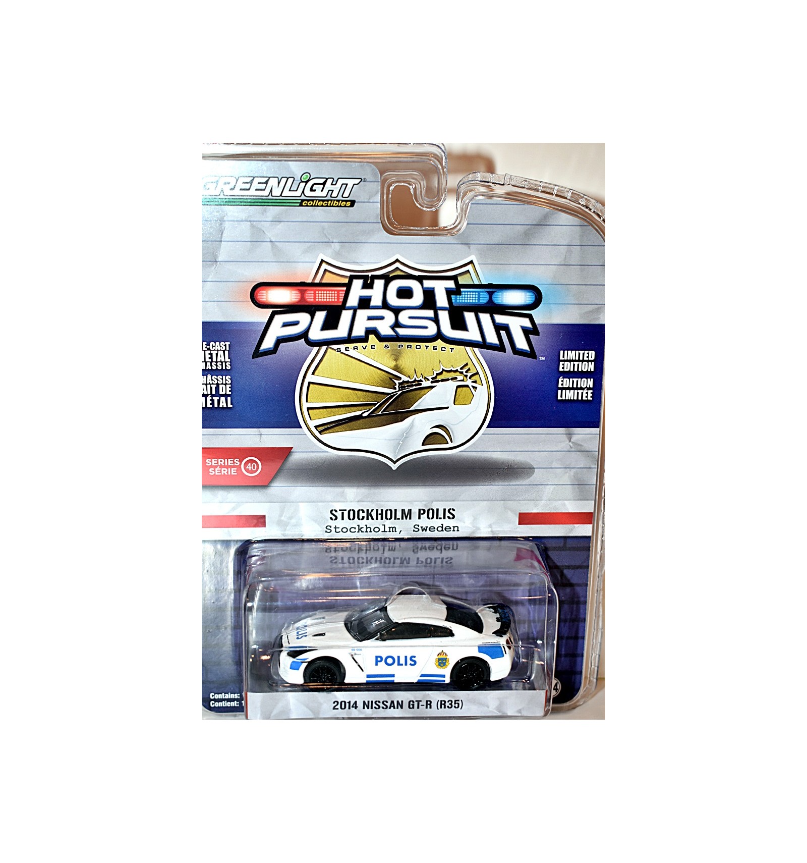 Greenlight Hot Pursuit - Stockholm Sweden 2014 Nissan Gt-r (r35) Police 