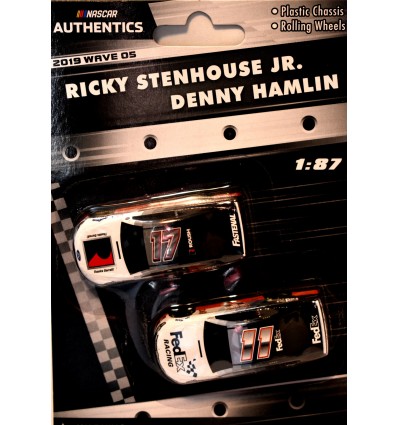 NASCAR Authentics - HO Scale - Denny Hamlin FedEx Toyota Camry and Ricky Stenhouse Jr Fastenal For Mustang set