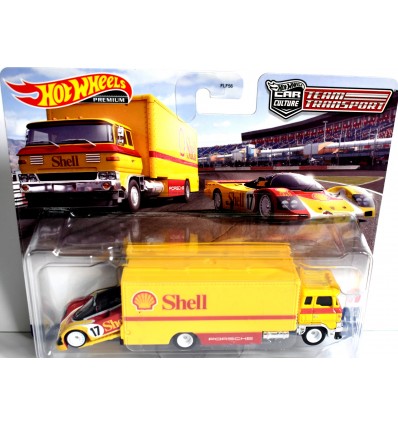 Hot Wheels Car Culture - Team Transport - Shell Oil Racing Porsche 962 & Sprinter Transporter Team