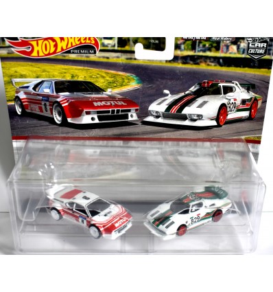 Hot Wheels Premium - Road Racing Set - BMW M1 Procar & Lancia Stratos Group 5 Race Cars