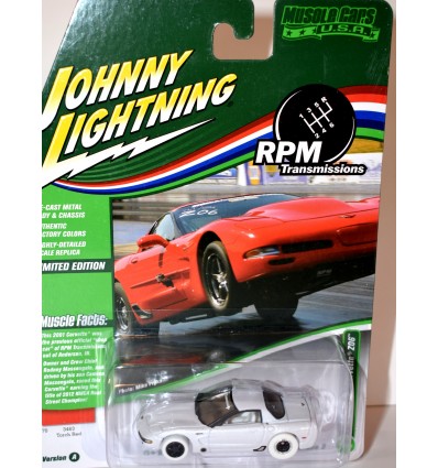 Johnny Lightning Muscle Cars USA - Rare White Lightning - RPM Transmissions 2001 Chevy Corvette Z06