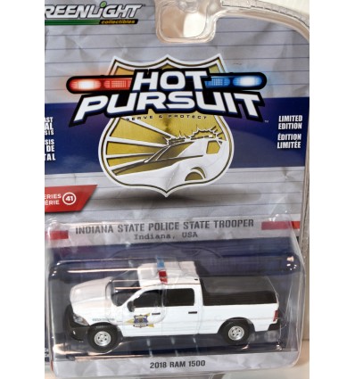 Greenlight - Hot Pursuit - Indiana State Police Trooper 2018 RAM 1500 Crew Cab Pickup Truck