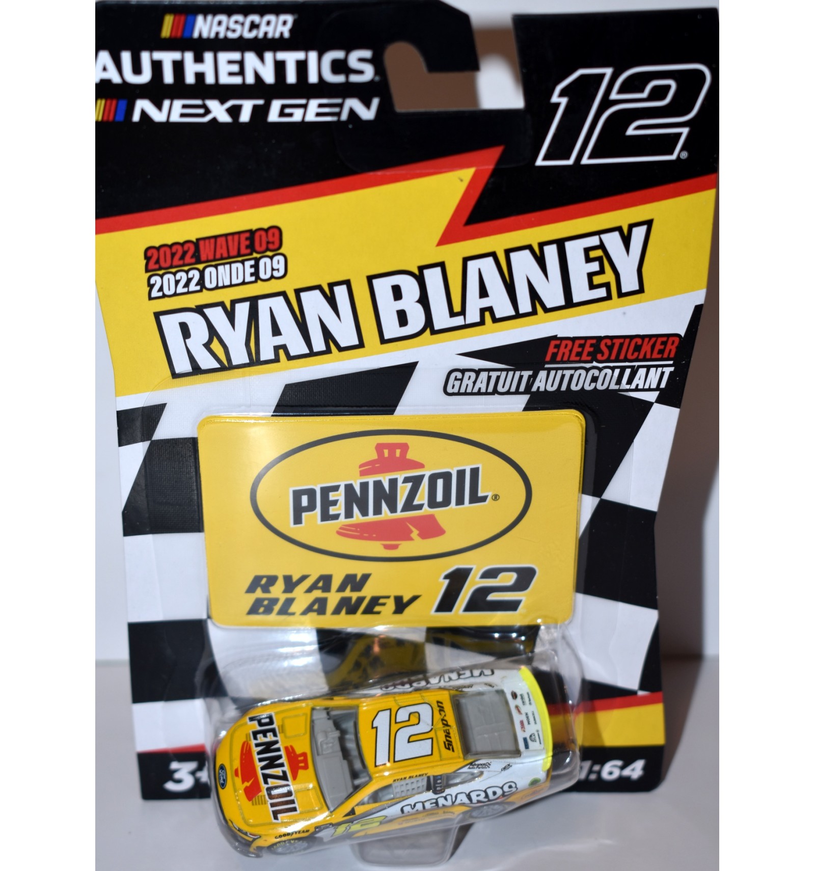 NASCAR Authentics Ryan Blaney Pennzoil Menards Ford Mustang