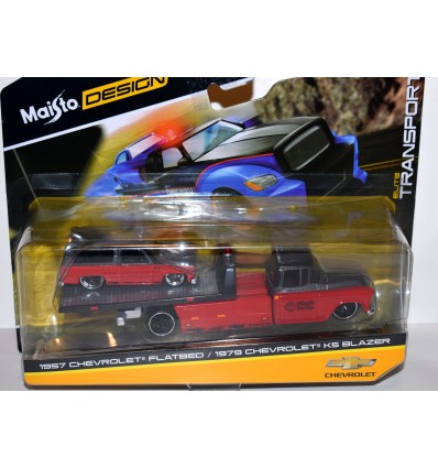 Maisto Elite Transport 1957 Chevy Flatbed Wrecker and 1979 Chevy K5 Blazer