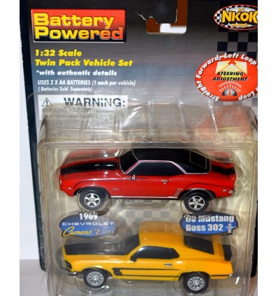 Rare Nikok Twin Pack Pony Car set: 1969 Chevrolet Camaro Z-28 & '69 Ford Mustang Boxx 302