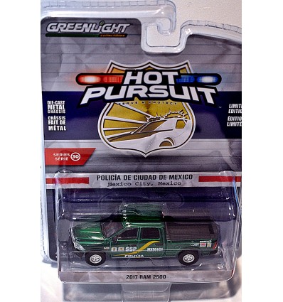 Greenlight Hot Pursuit - Rare Green machine Chase Vehicle - Mexico City Police RAM 2500 Pickup Truck