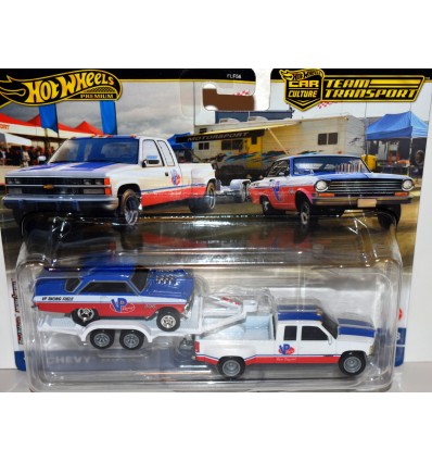 Hot Wheels Team Transport - NHRA - VP Racing - 1963 Chevy Nova 396 Gasser and 1988 Chevy Silverado 3500 Pickup Truck