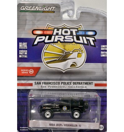 Greenlight - Hot Pursuit - San Francisco Police Dept 94 Jeep Wrangler YJ