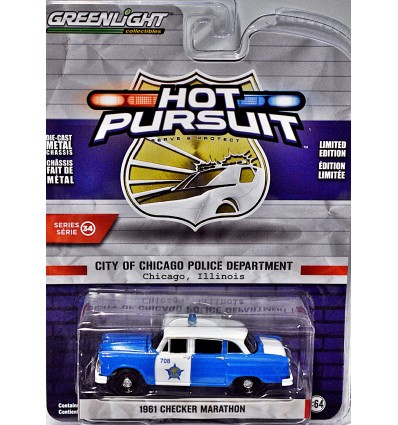 Greenlight Hot Pursuit - 1961 Checker Marathon City of Chicago Police Car