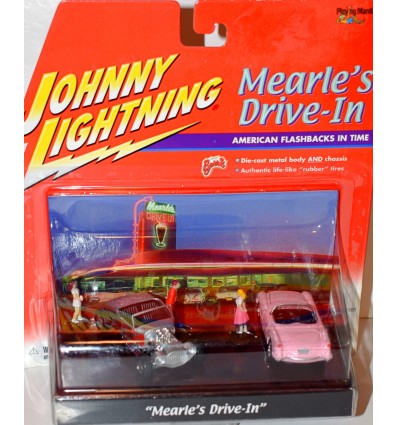 Johnny Lightning Diorama Sets - Mearles Drive-In 1954 Chevy Corvette & Barris Emporer Hot Rod