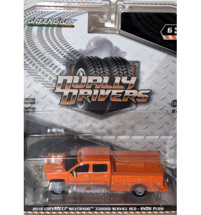 Greenlight Dually Drivers - 2018 Chevrolet Silverado 3500HD Service Bed & Snow Plow