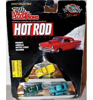 Racing Champions Hot Rod Magazine - HO Scale Set - Chevy 3100, 58 Impala & 57 Bel Air