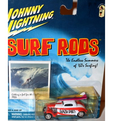 Johnny Lighting Surf Rods - Banzai Babes Flathead Flyer 3 Window Hot Rod Coupe