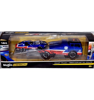 Maisto - Design - 1969 Chevrolet Corvette Stingray and Ford Ramp Truck Set